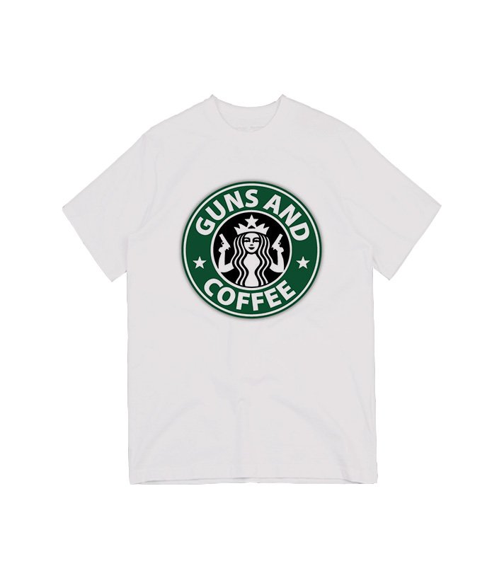 Starbucks Gun And Coffe Parody Logo T-shirt Starbucks Gun And Coffe Parody Logo T-shirt