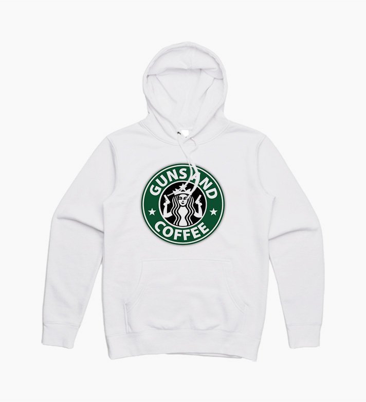 Gun And Coffe Starbuck Logo Parody Hoodie Gun And Coffe Starbuck Logo Parody Hoodie