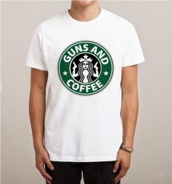 Starbucks Gun And Coffe Parody Logo T-shirt