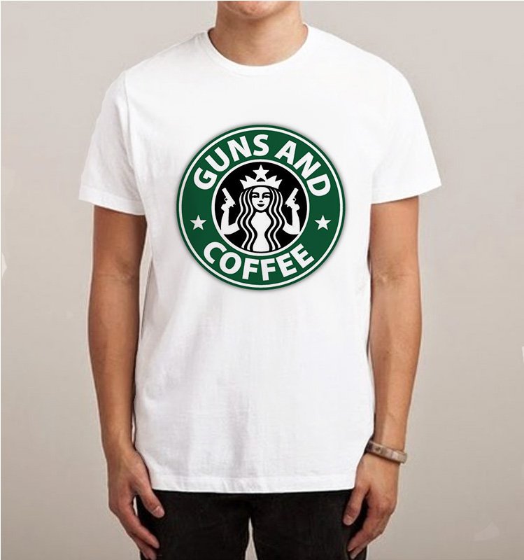 Starbucks Gun And Coffe Parody Logo T-shirt - teesstation.com