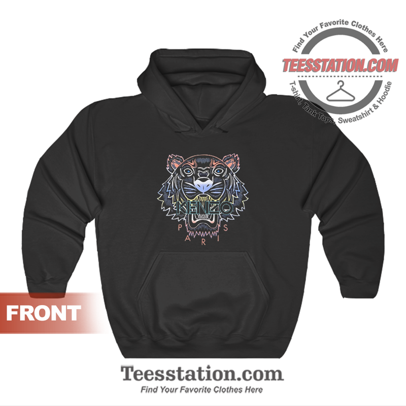 Kenzo Black Gradient Tiger Logo Hoodie Kenzo Black Gradient Tiger Logo Hoodie