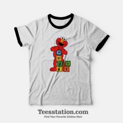 Get It Now Funny Monster Elmo Fuck it Block Sesame Street Ringer T-shirt