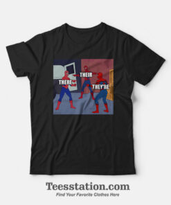 Triple Spiderman Pointing There-They're-Their Meme T-Shirt