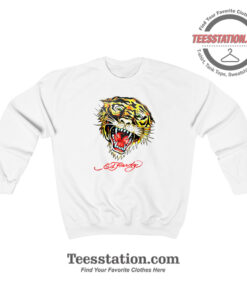 Ed Hardy Tiger Rhinestone Head Sweatshirt