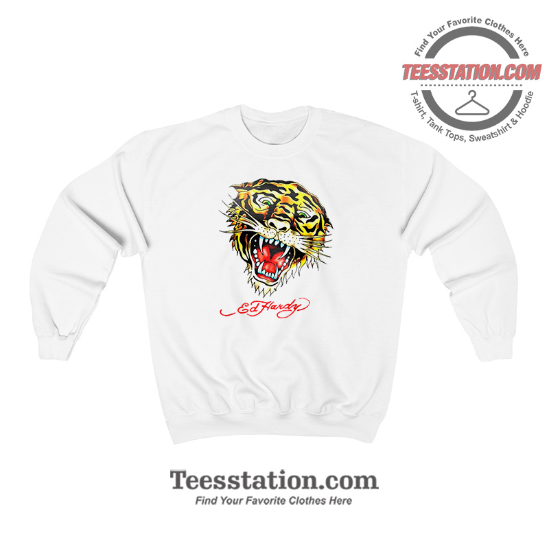Ed Hardy Tiger Rhinestone Head Sweatshirt Ed Hardy Tiger Rhinestone Head Sweatshirt