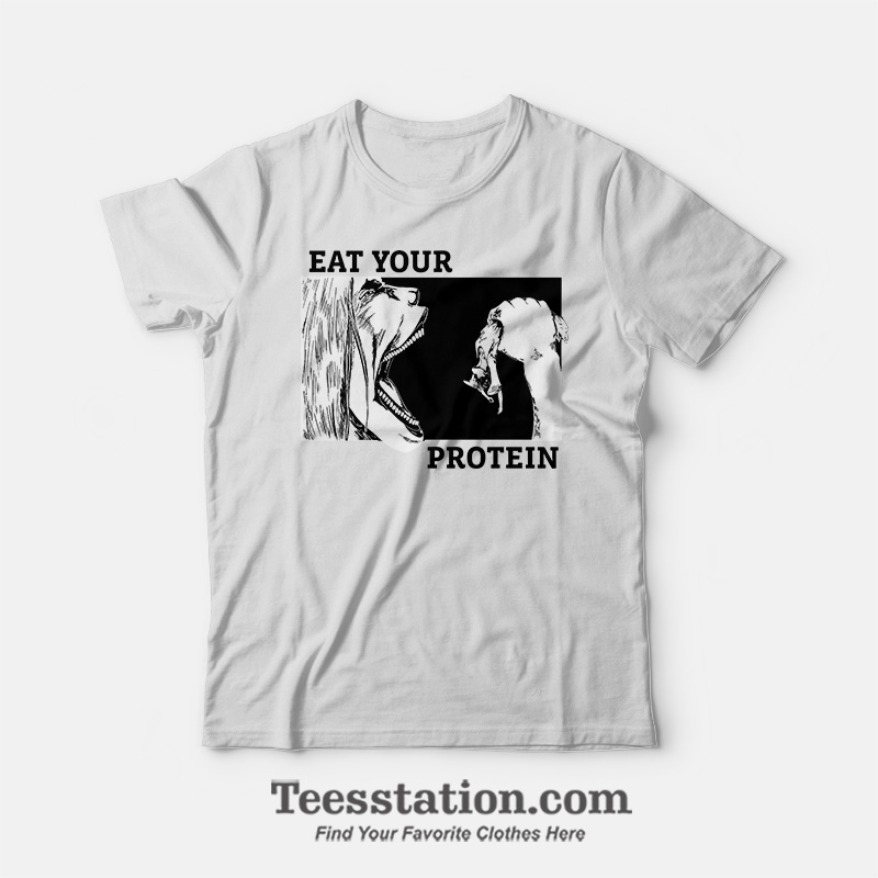 Attack On Titan Eat Your Protein Anime GYM T-Shirt Attack On Titan Eat Your Protein Anime GYM T-Shirt