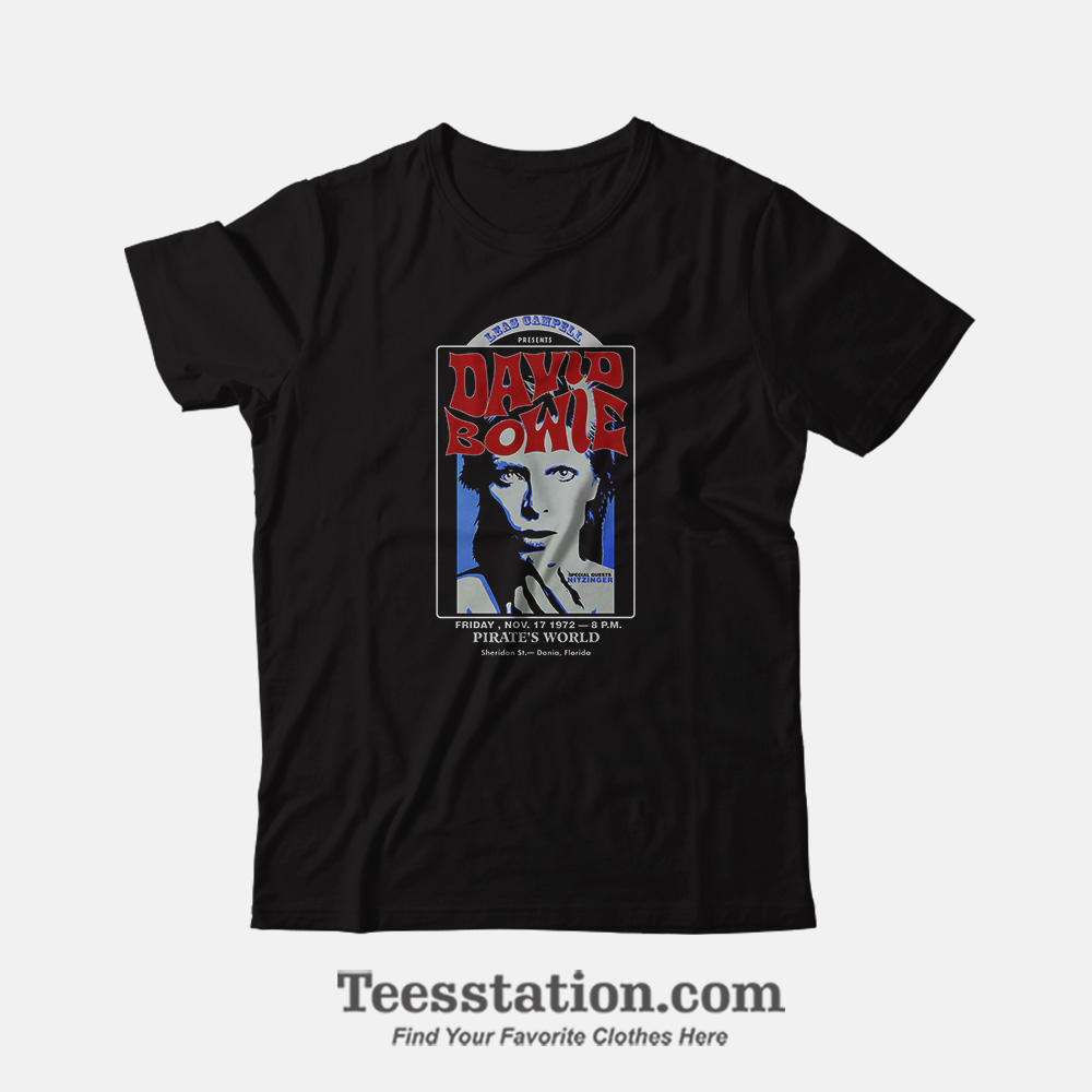 David Bowie At Pirate's World 1972 Tour T-Shirt David Bowie At Pirate's World 1972 Tour T-Shirt