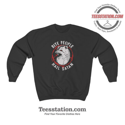 Bite People Hail Satan Pentagram Sweatshirt