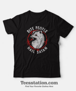 Bite People Hail Satan Pentagram T-Shirt